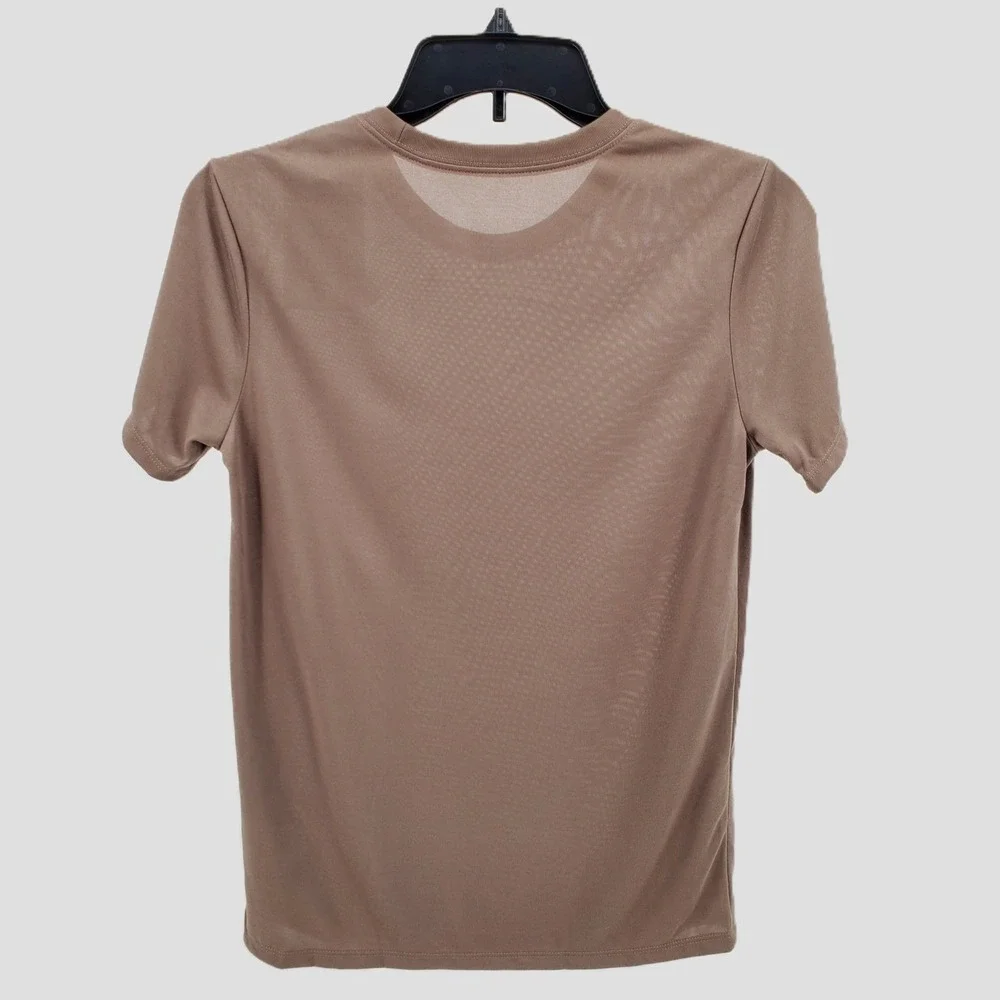 Nike Dri-FIT Women XS Training T-Shirt Short Sleeve Athletic Top Light Brown New